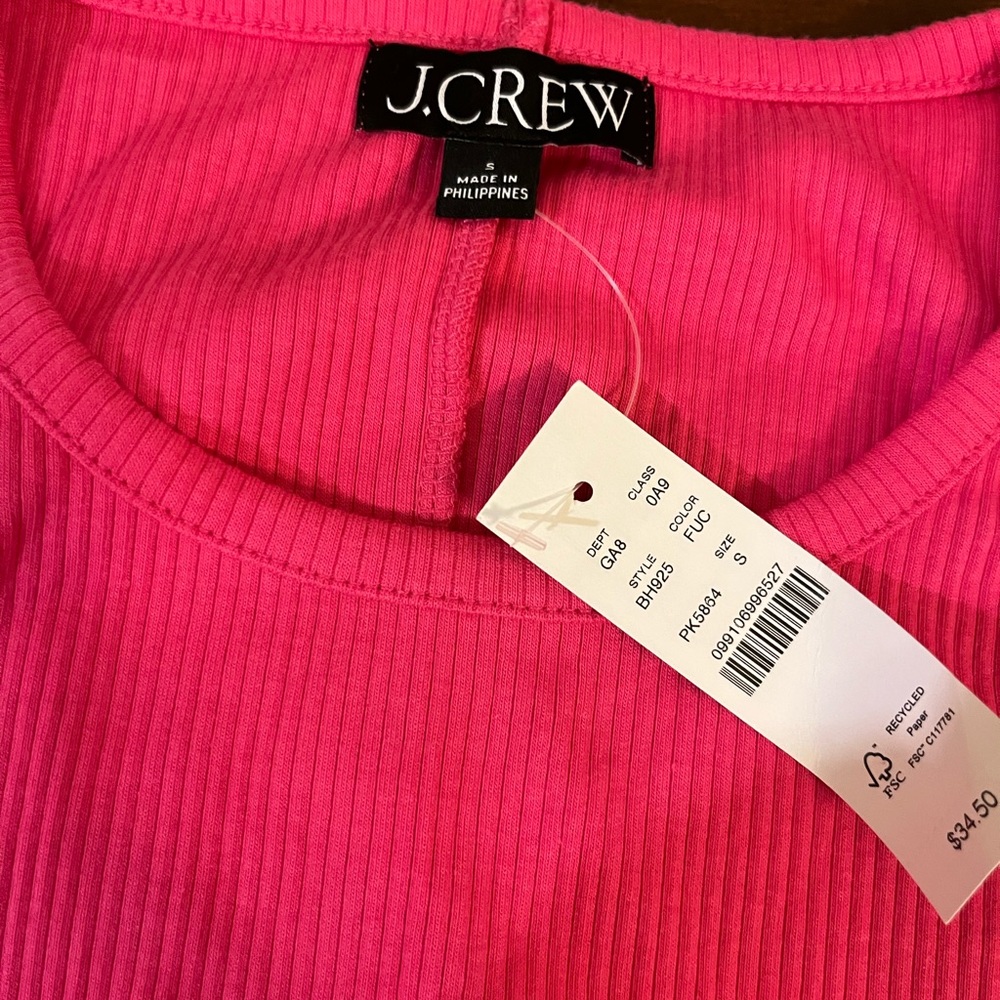J. Crew FormKnit High-Neck Cutaway Tank Top in pink S